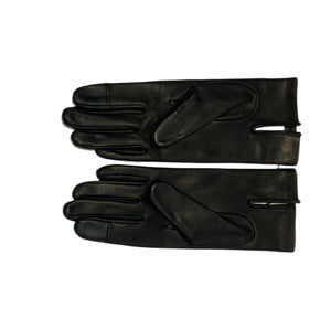 Amélie tactile, gantelet en agneau noir doublé de soie (compatible avec smartphone).