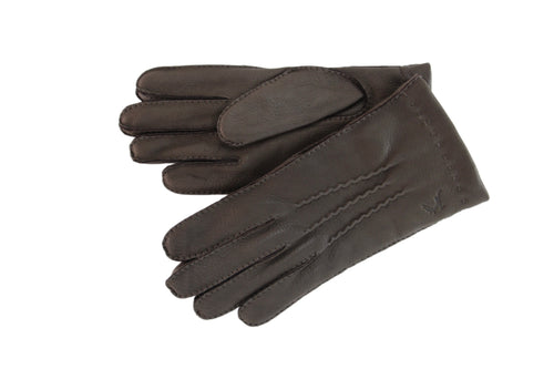 Gilles gant de cerf cousu à la main doublé de cachemire (coloris noir ou marron).