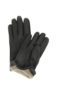Gilles gant de cerf cousu à la main doublé de cachemire (coloris noir ou marron).