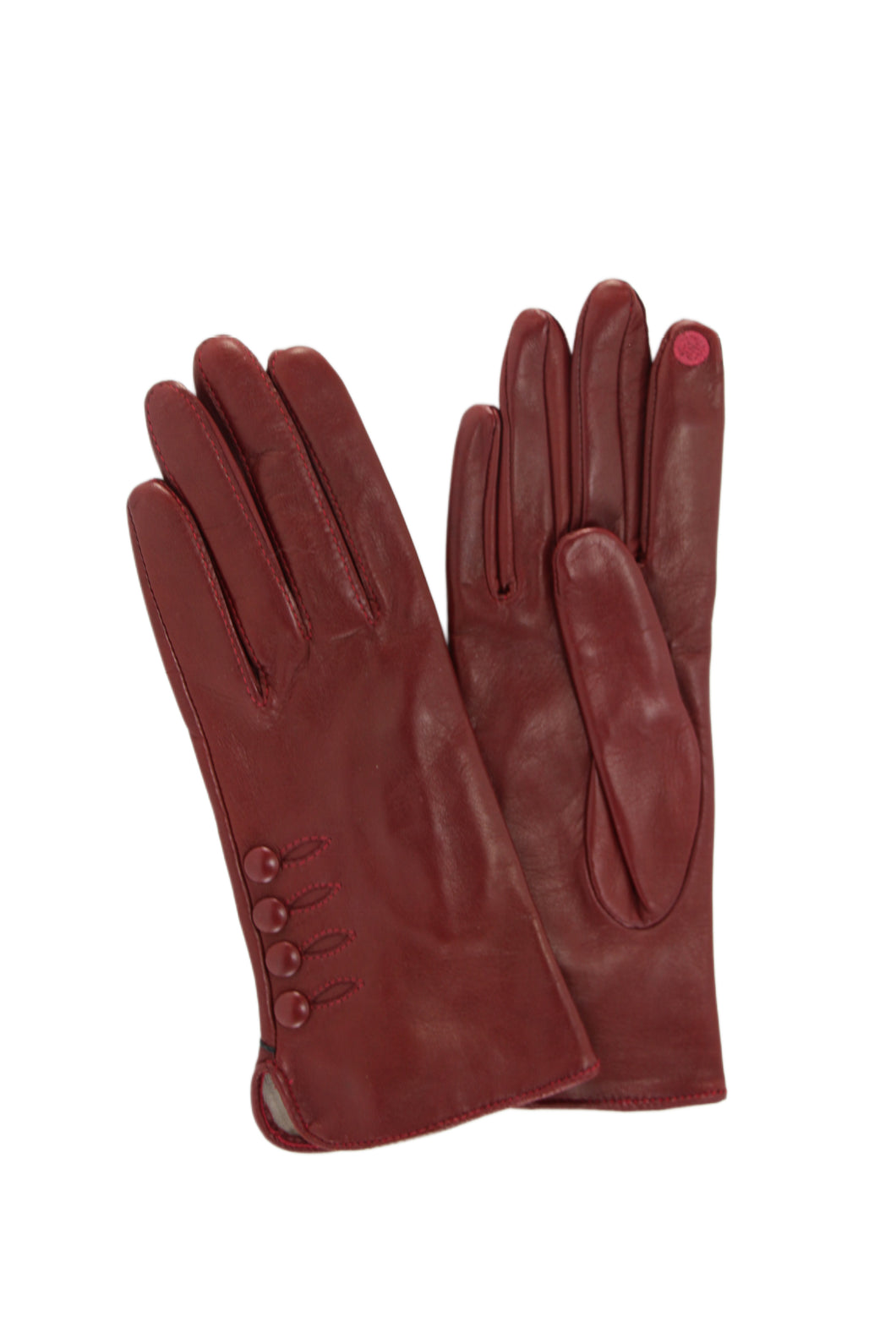 Giulia gant en agneau avec 4 boutons cuir sur le côté doublé de soie (deux coloris).