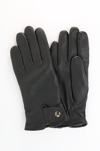 Felicia gant noir en cerf sport doublé de cachemire avec pression sur le côté